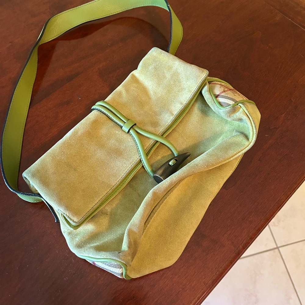 Burberry Green Suede Shoulder Bag